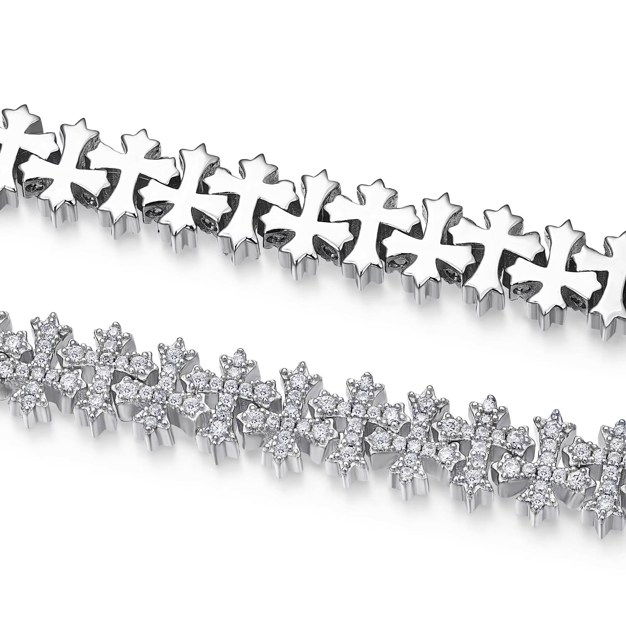 Zanlong 15227 8mm Personalized Customization Hip Hop Punk Cuban Chain Cross Bracelet Sterling Silver Plated with 18k Gold Plated