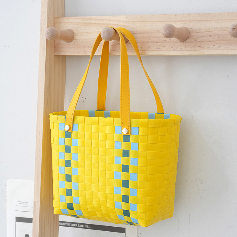 Spring PVC woven cabbage basket bag, children's beach bag, small bag, colorful handbag, women's handbag