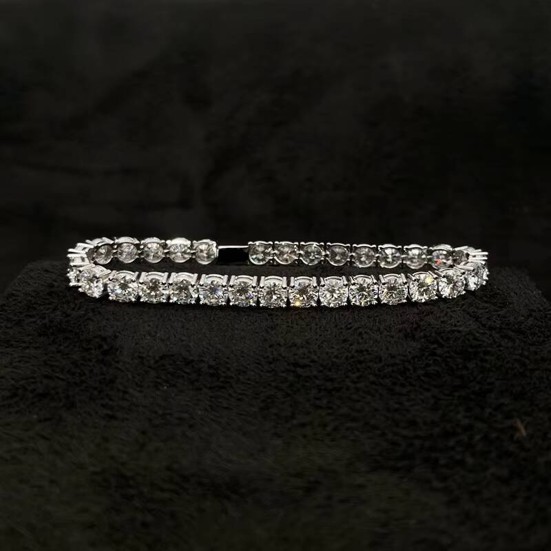 S925 Sterling Silver Diamond Classic Design Bracelet Round VVS Gold Plated Bracelet