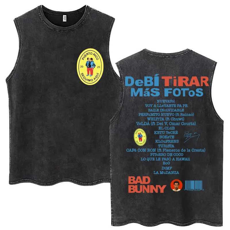 Rapper Vintage Washed Tank Tops DTMF DeBi TiRAR MaS Photos Album Sleeveless T Shirts Mens Hip Hop Fashion Loose Tshirt X250821