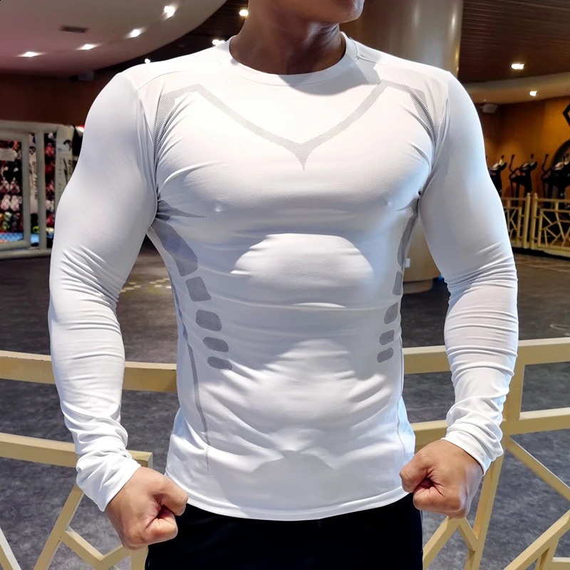 Men Compression Running Tshirt Fitness Tight 3D Long Sleeve Sport Shirts Training Jogging Tops Gym Sportswear Tees 250820