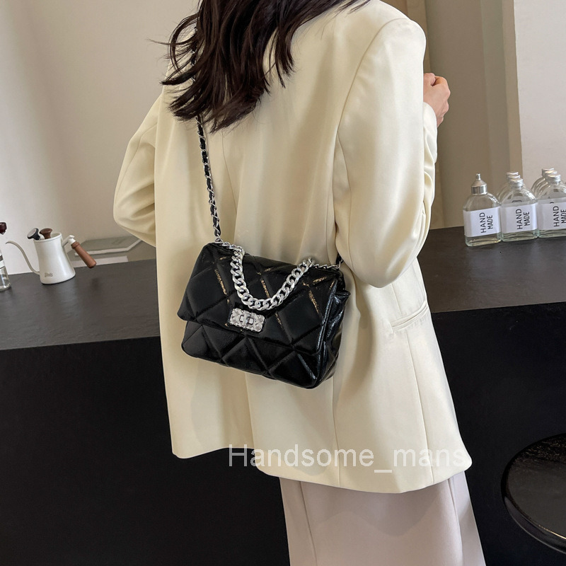 Fashion Small Bag Womens Bag Summer New Korean Style Quilted Shoulder Bag Chain Crossbody Bag Small Square Bag