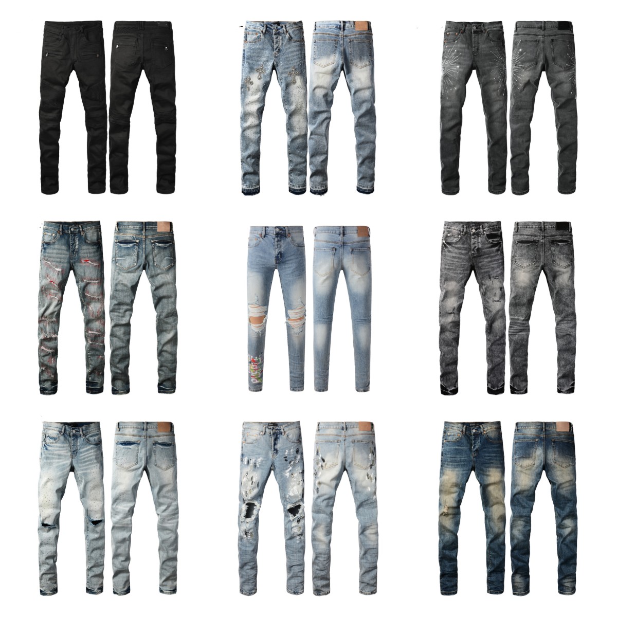 jeans designer men jeans mens designer jean pants brand baggy womens retro casual hip hop streetwear designers joggers pant hole black skinny slim Jeans uomo rock man