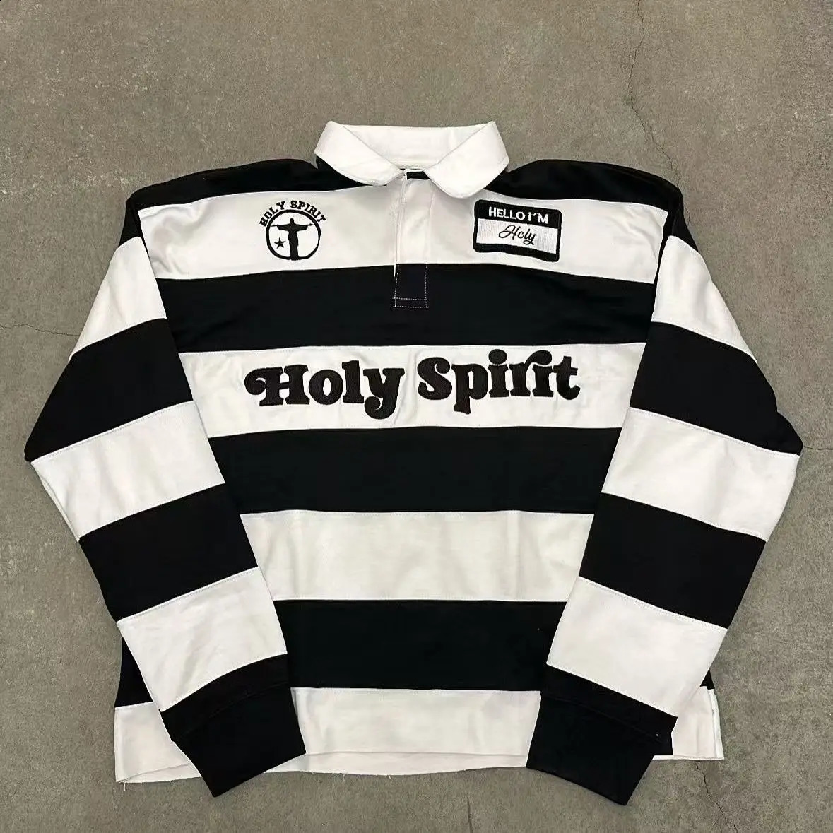 Striped Retro Polo Shirt Y2K Shirt Mens Womens Harajuku Hip Hop Letter Embroidery Striped Sweatshirt Casual Long Sleeve Tops 250822