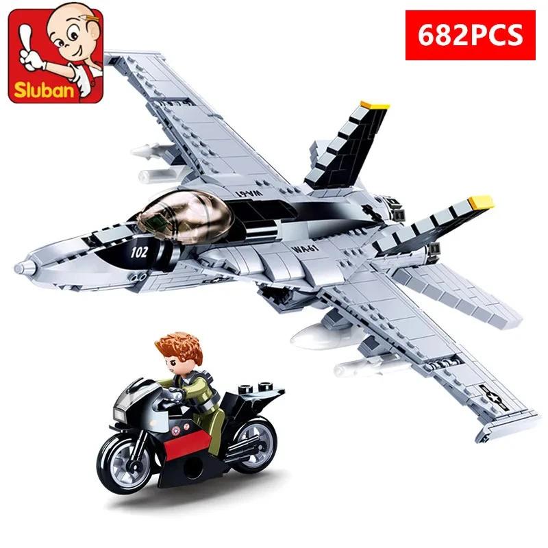 Military Series Building Blocks F/A-18E Super Fighter Armed Helicopter Aircraft Plane War Weapon Model Bricks Toys For Kids Boys
