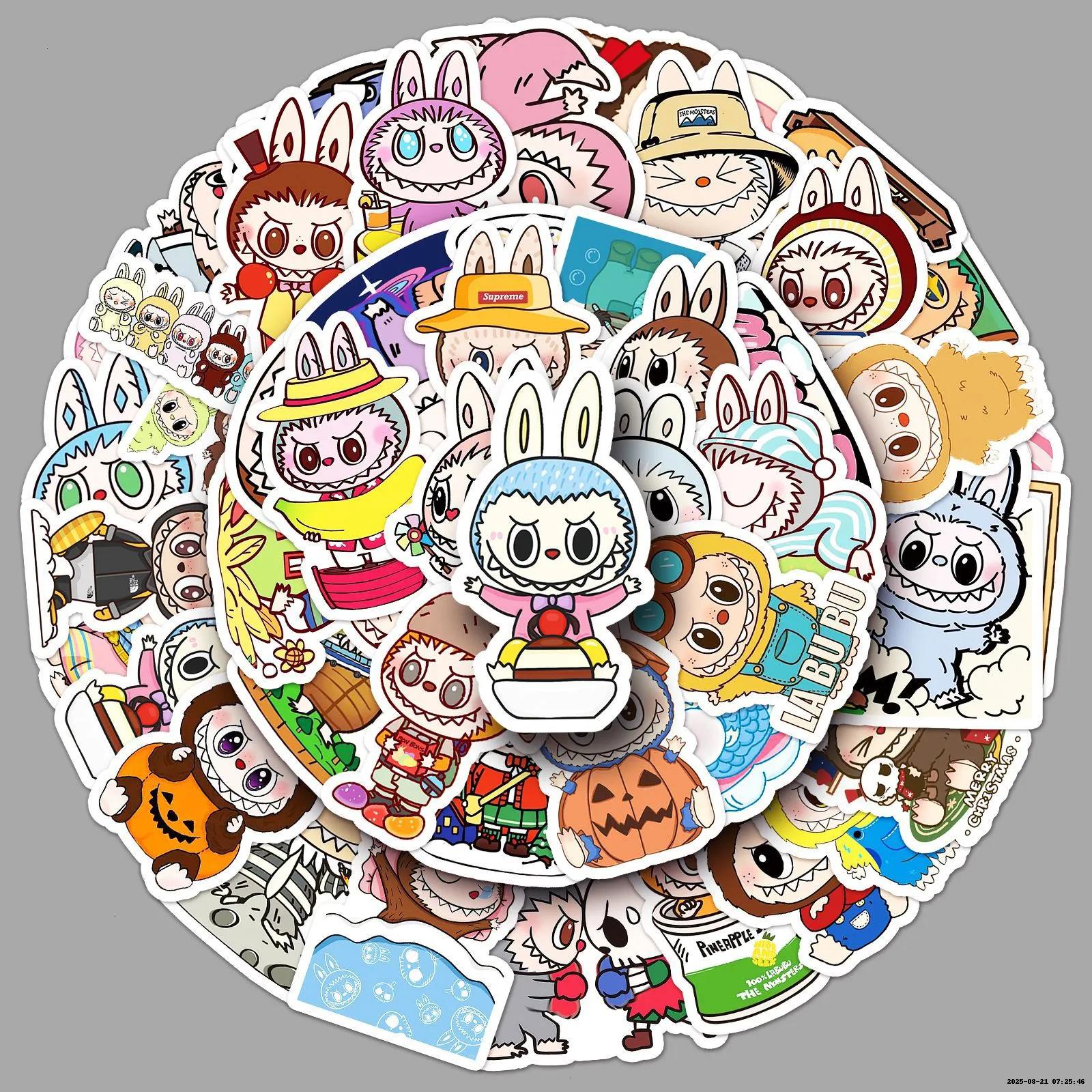 50pcs Cute Labubu Monster Cartoon Stickers Decals DIY Laptop Notebook Fridge Water Bottle Decoration Sticker Kids Toys-c