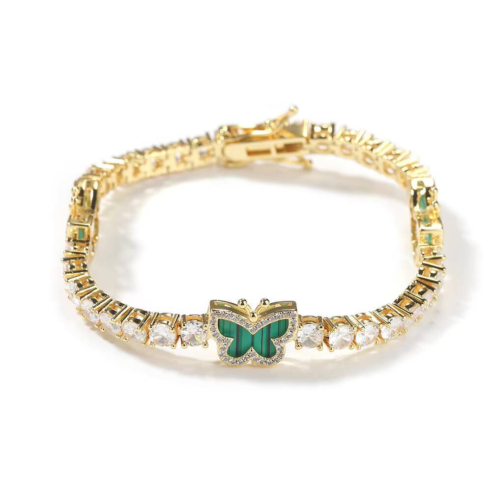 Hot sale for men and women, unisex hip-hop 925 silver tennis necklace; Butterfly charm bracelet for men and women, featuring moite,