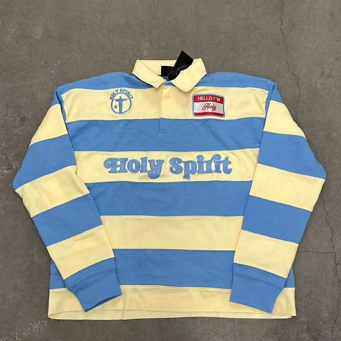 Striped Retro Polo Shirt Y2K Shirt Mens Womens Harajuku Hip Hop Letter Embroidery Striped Sweatshirt Casual Long Sleeve Tops 250822