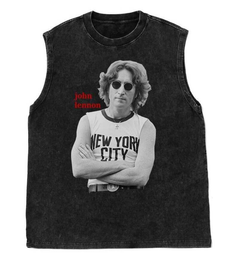 Oversized Gym Vest Mens Tank Top Rock Band Beatle Graphic Print Womens T-Shirt Vintage Washed Sleeveless Tee Y2K Clothes Summer X250821