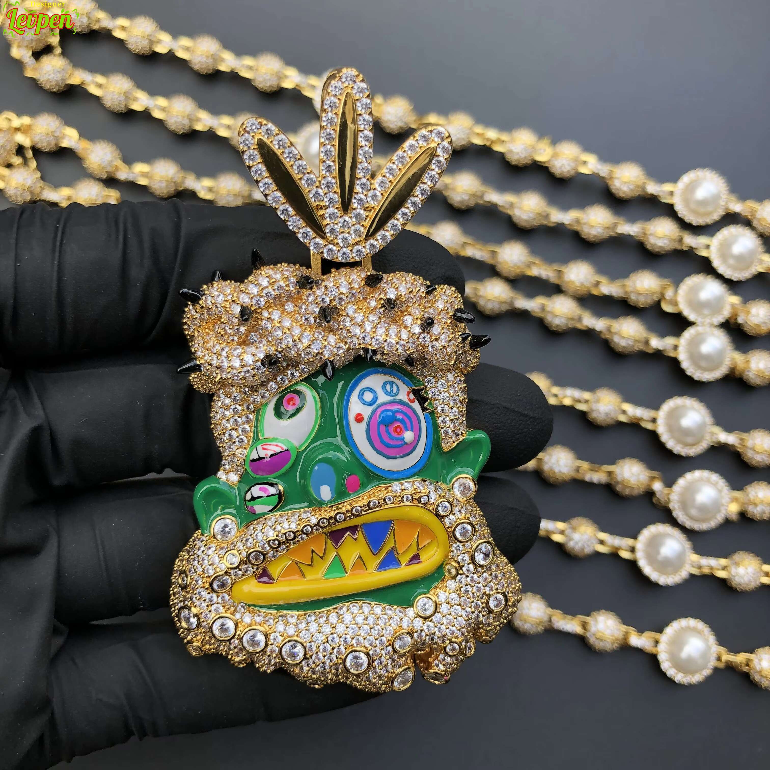 Travis Fashion Hip Hop Rapper Scott Funny Enamel Jesus Pendant Customized Iced Out Enamel Pendant Rapper Cartoon Jesus Pendaat OACOCA