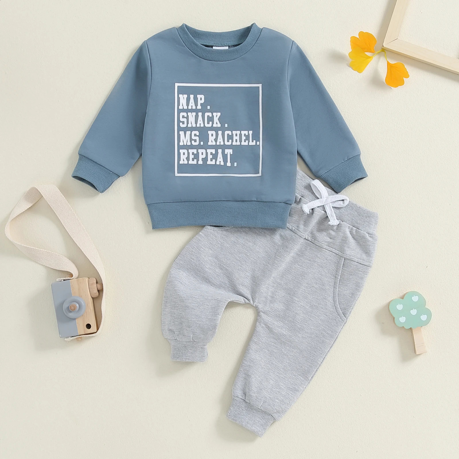 Citgeett Autumn Kids Baby Boy Letter Print Long Sleeve Sweatshirt Elastic Pants Clothes Fall Outfits 250820