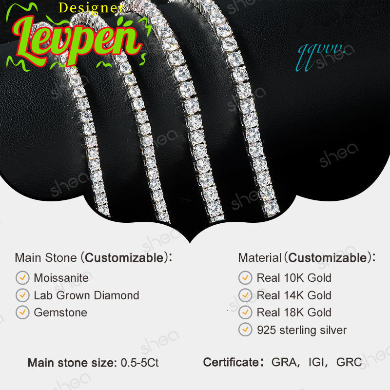 925 Factory Outlet Wholesale Price Sterling Silver Moissanite Diamond With Certificate Tennis Chain Bracelet for Women 3mm4mm5mm OACOCA