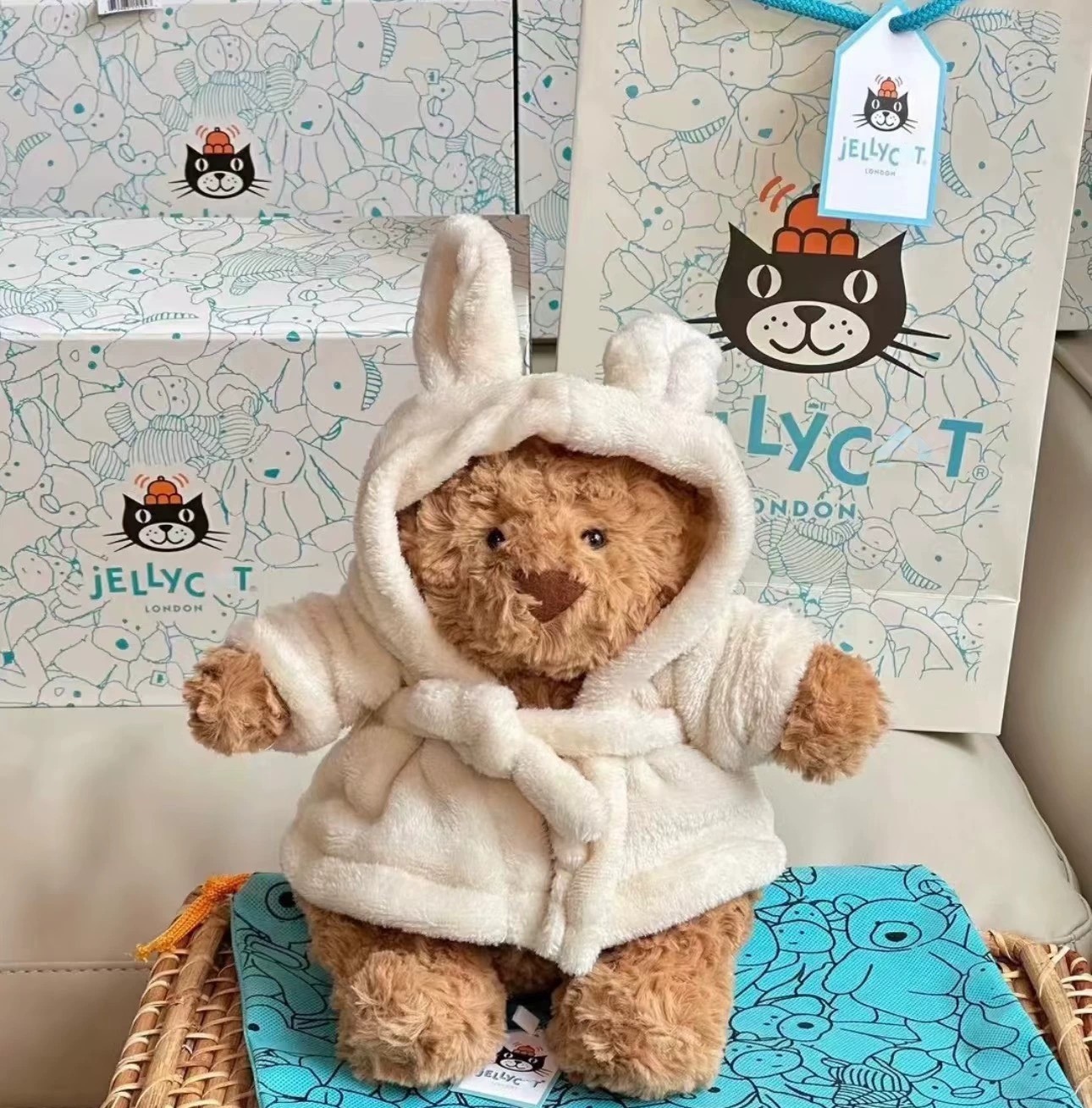 HOT 2025 Dolls Jelly cat Plush Children's plush 2 toys Bathrobe Outfit Stuffed Toy Bartholomew Bear 'Bumblebee' Soothing the Doll Gifts