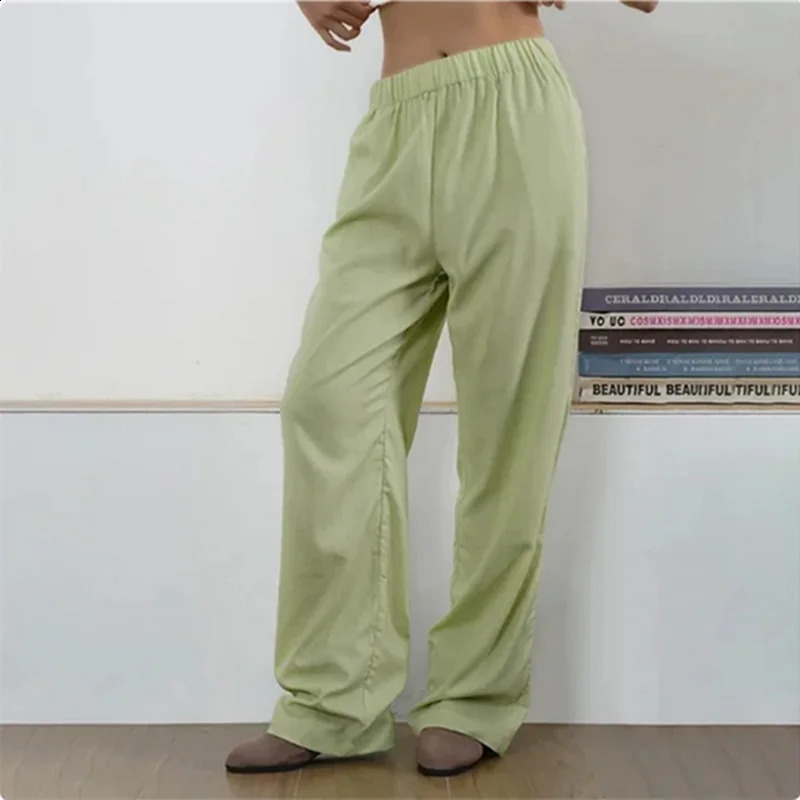 Womens Pink Stripe Elastic Waist Pocket Straight Leg Loose Street Casual Comfortable Summer Y2K Pants Z260314