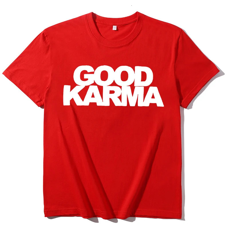 Fashion womens Hip-Hop Streetwear Tees Oversized Letter Print GOOD KARMA Y2k O-neck loose cotton T-Shirt cute Womens Top 250820