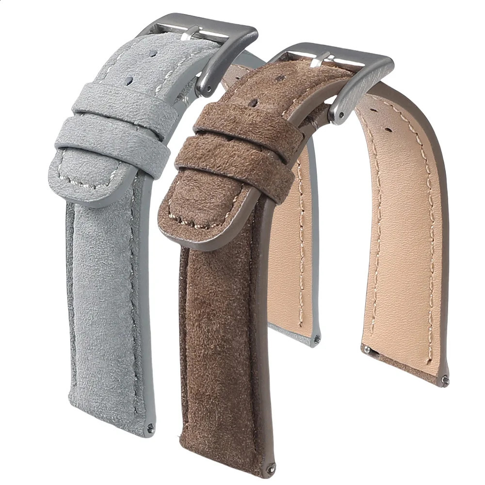 18mm 20mm 22mm Vintage Suede Cowhide Leather Watch Strap Handmade Band Gray Brown Black Quick Release Bracelet for Men Wome 250819