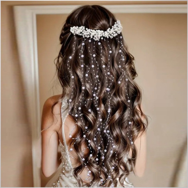 Pearl Bridal Hair Accessory - Elegant Tassel & Wave Design for Weddings