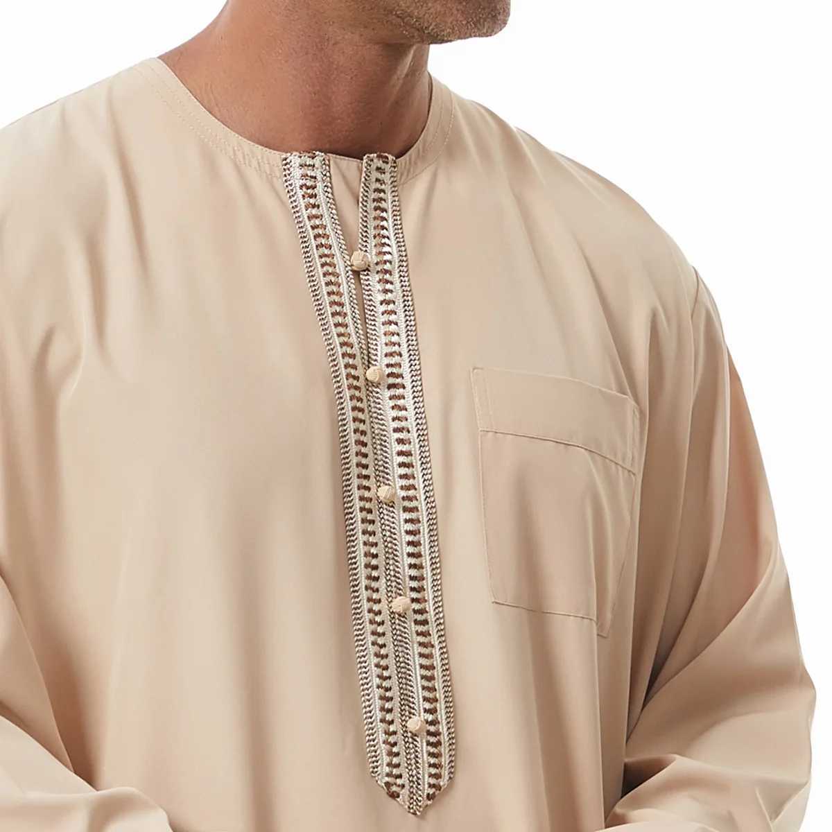 Eid Thobes for Men Saudi Arabic Robe Long Sleeve Muslim Men Clothing Turkey Kaftan Jubba Thobe Caftan Djellaba Fah Dishdasha X250821