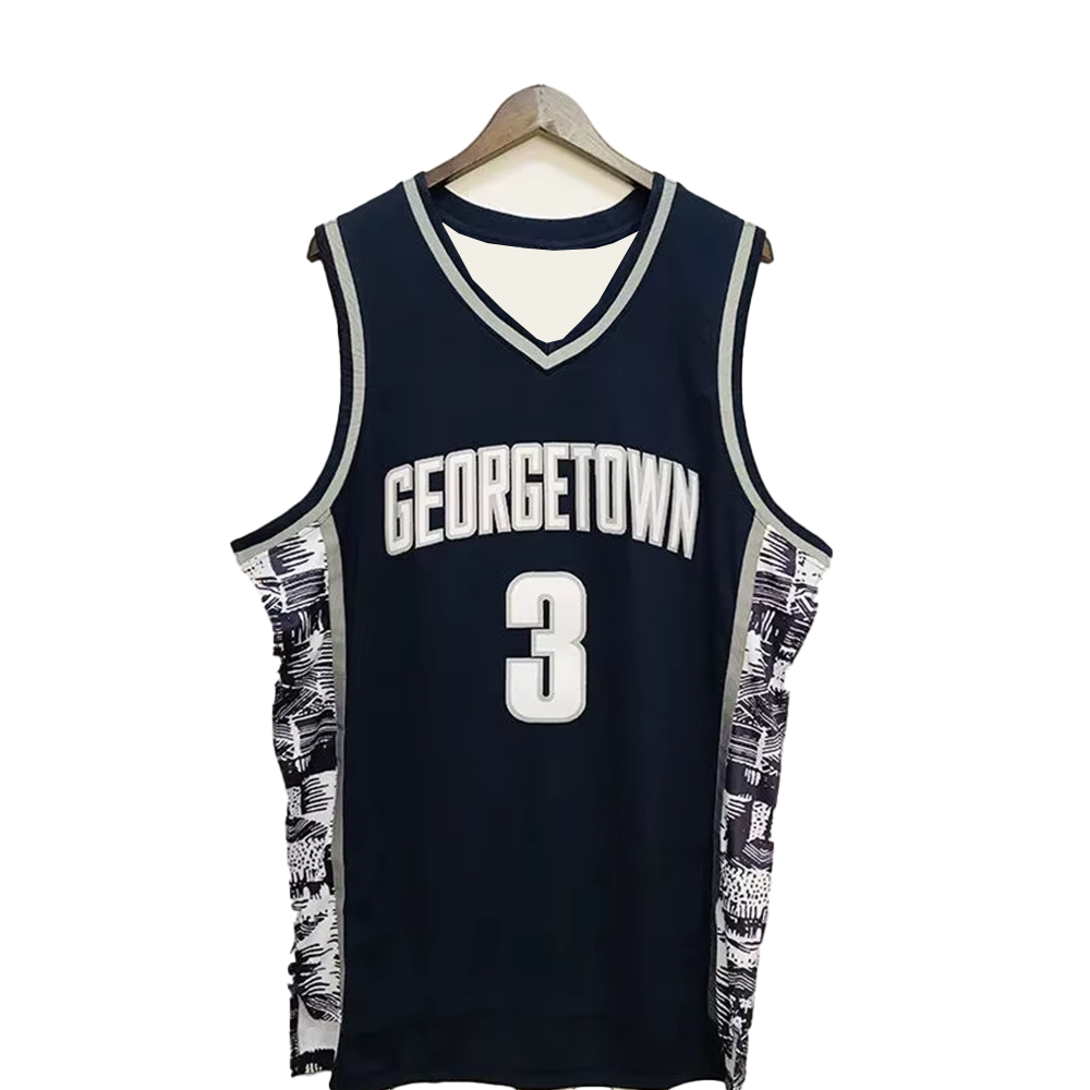 Basketball Men's Jersey No. 3 Lverson Georgetown Hoyas Sports Sports Fitness Training High Street Hip Hop Breathable Sports Vest33