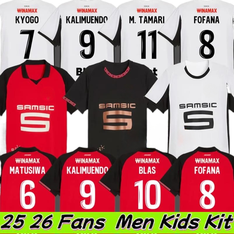 25 26 Stade Rennais Soccer Jerseys GOUIRI Player Version Rennes TERRIER BOURIGEAUD KAMALDEEN KALIMUENDO Football Shirts HOME 2025 2026 DOKU BLAS