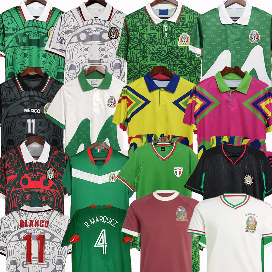 1985 1986 1998 MEXICO RETRiO soccer jerseys BLANCO HERNANDEZ Blanco Campos uniforms 1994 JORGE CAMPOS goalkeeper retro Football shirt kits