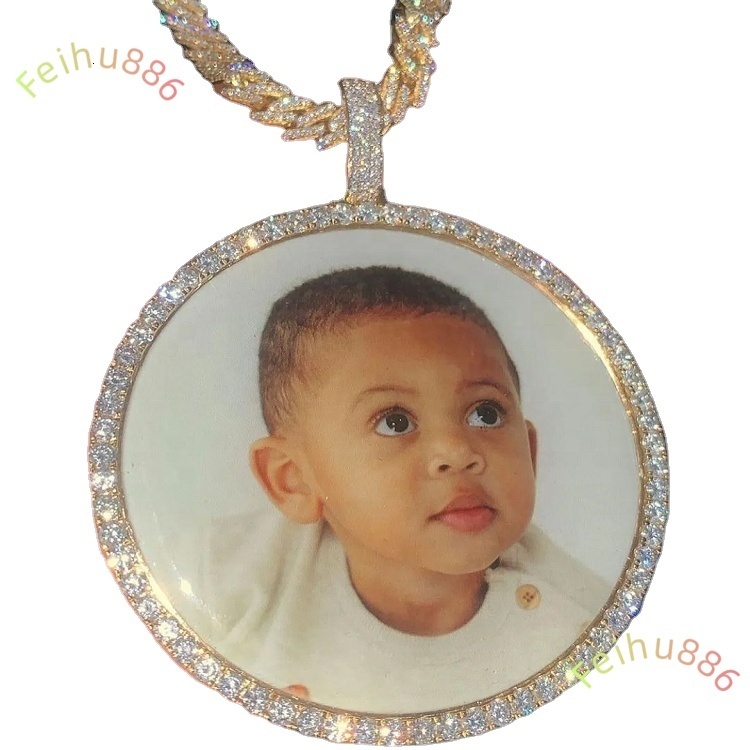 Personalized Made Moissanite Sublimation Metal Necklace Gold Plated Family Pendent Picture Photo Memory Charm Necklace for Photo