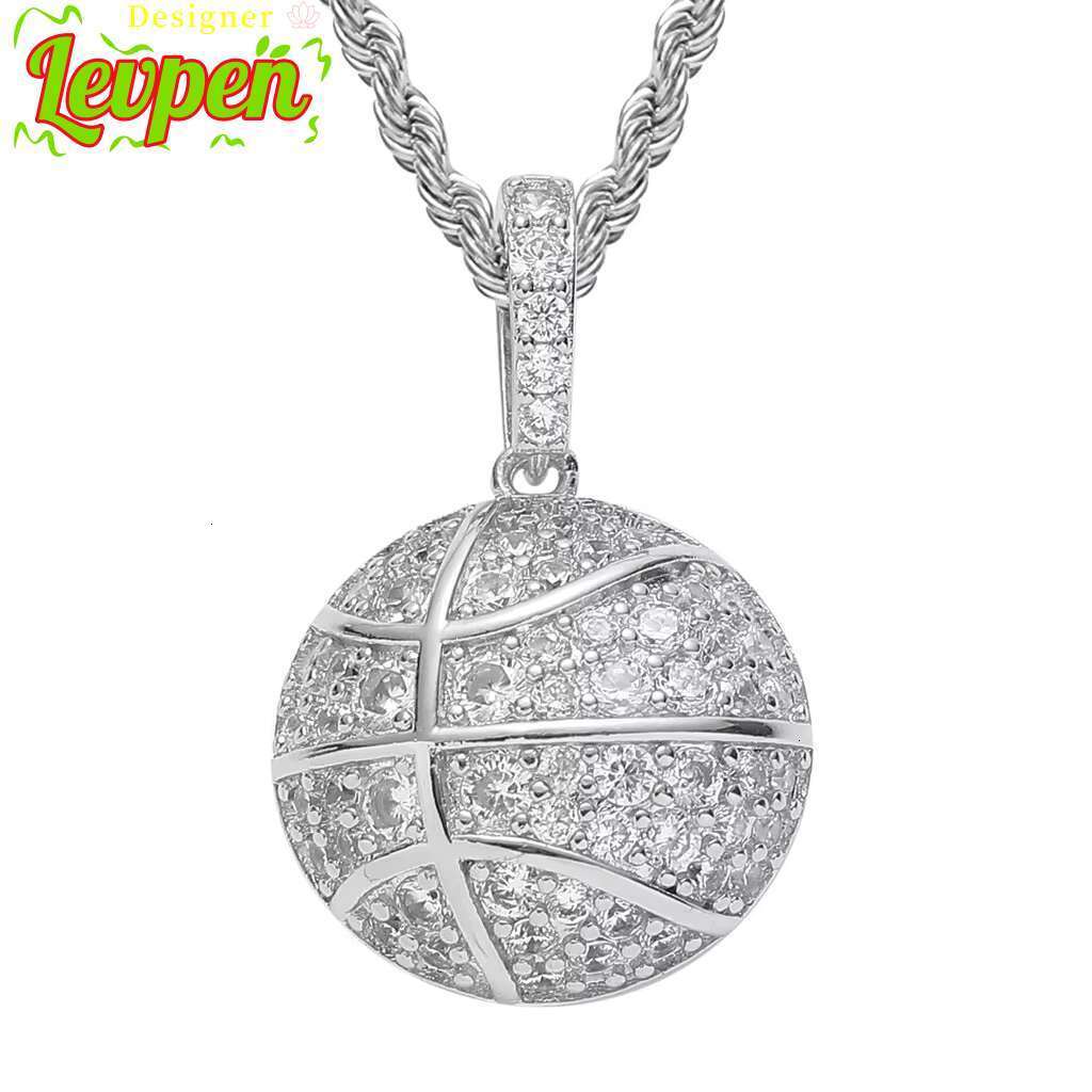 Designer LevpeFashion Hip Hop Basketball Shape Brass Pendant Necklace Iced Out Moissanite with Rhodium Plating Gold and Anniversary Jewelry OACOCANeck
