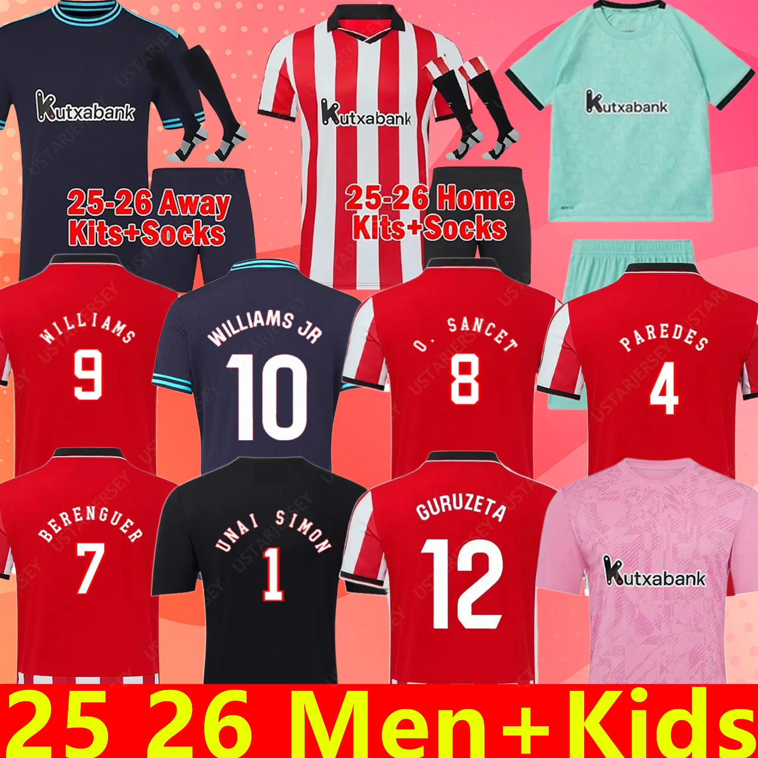 Athletic Bilbao 2025 2026 Soccer Jerseys GURUZETA BERENGUER MUNIAIN O.SANCET Athletic WILLIAMS JR Football GARCIA VILLALIBRE 25 26 Athletic Bilbao Football shirt