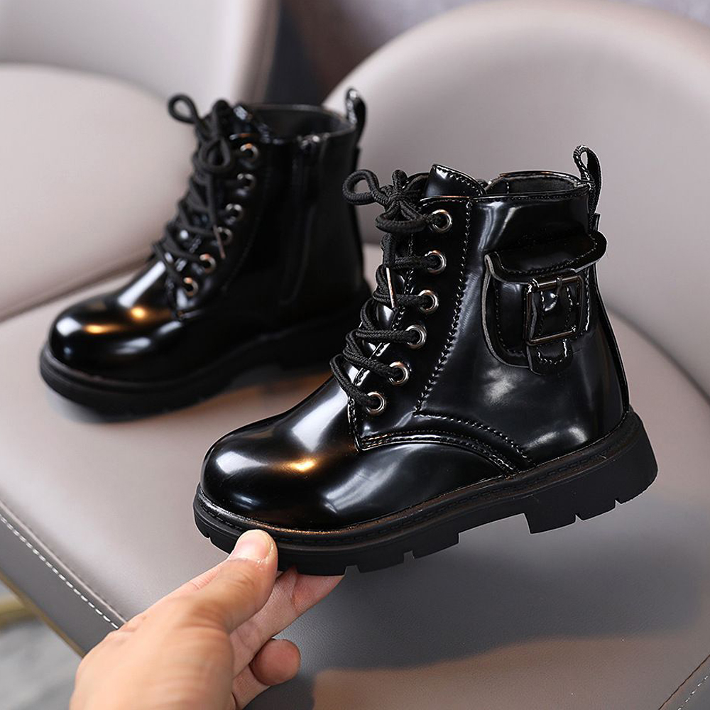 Girls Ankle 2025 Winter Autumn Children Boys Fashion Lacquer Leather Short Walkfashion Kids Toddler Boots Shoes Sizes 21 - 30 dh1922389