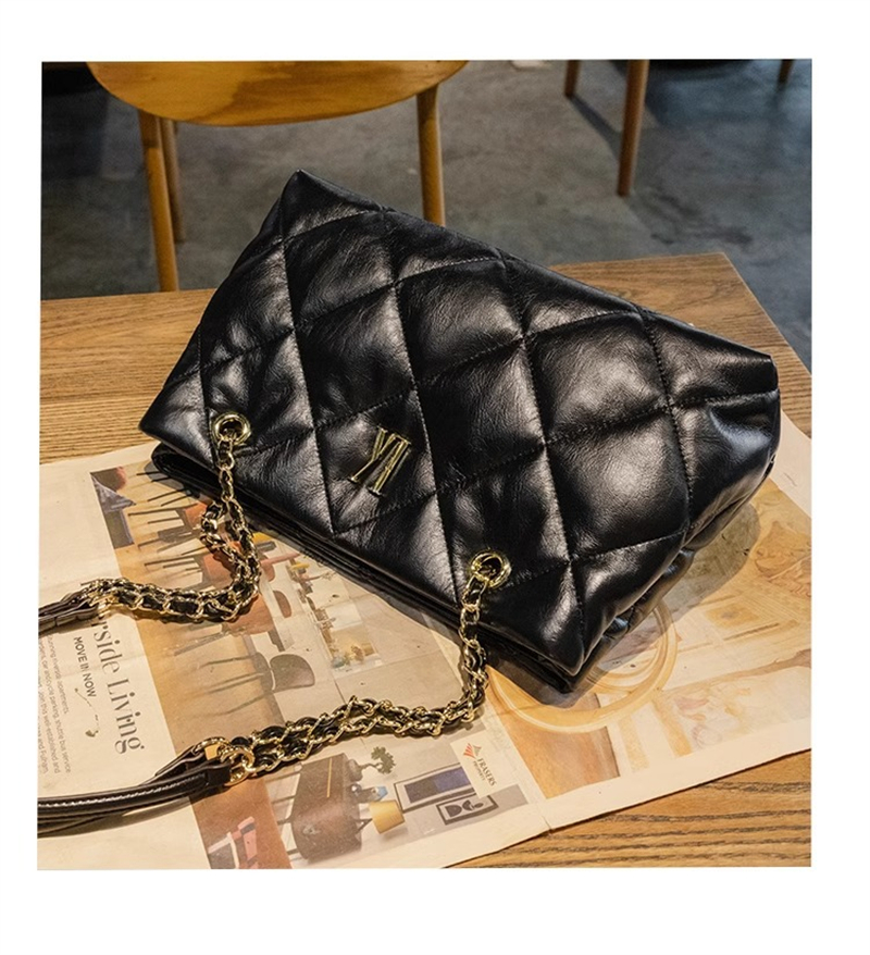 LORDLY KNACK designer bag light luxury genuine leather casual tote bag high-quality vintage large capacity diamond Lattice handbag for woman