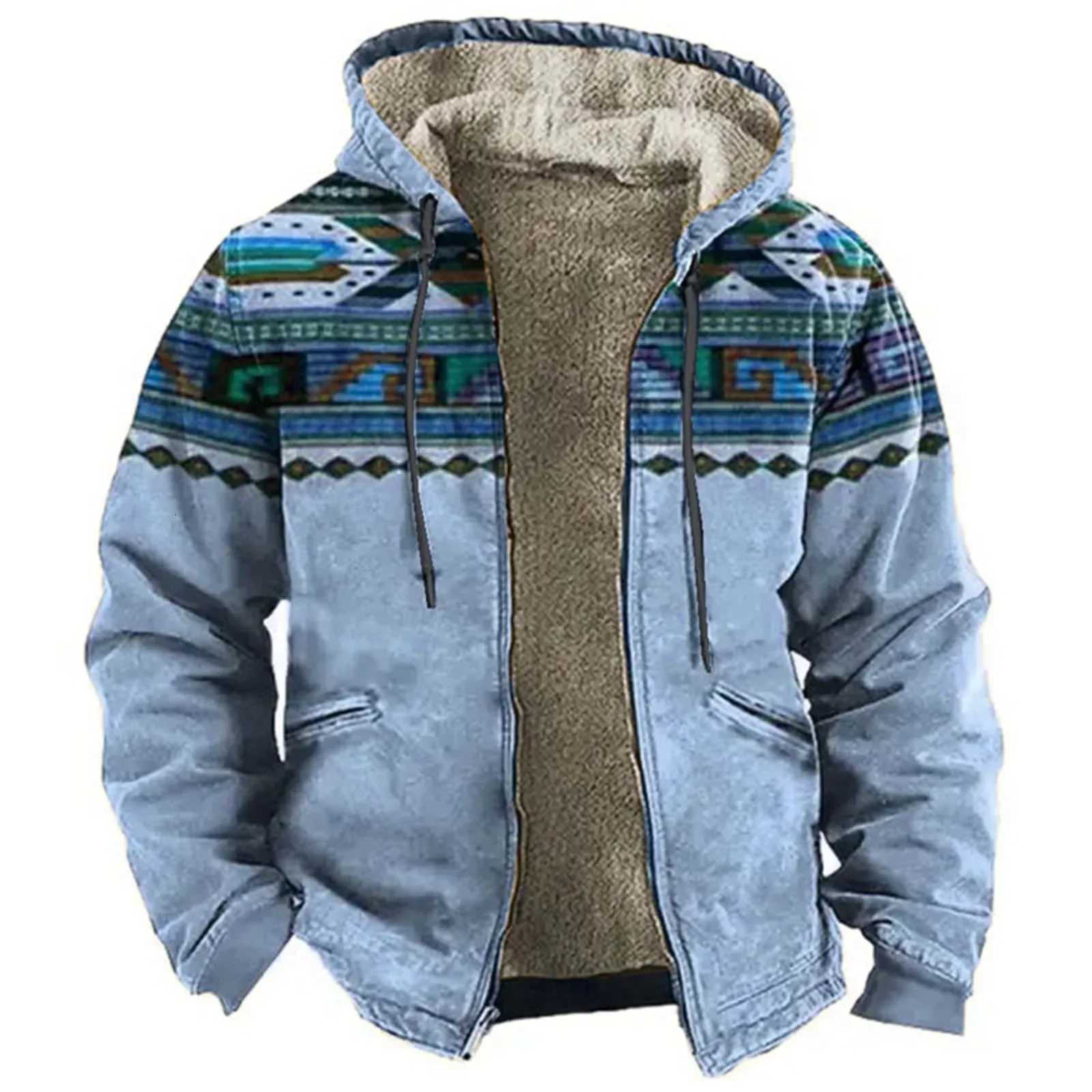 Men Jacket Cardigans Native Aztec Buff Coats Festival Printed Thick Outdoor Hunting Fleece Winter Casual Streetwear Clothing X250821