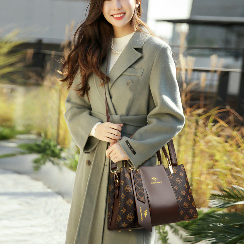 Free Shipping Designer Luxury Kangaroo Fashion Women's Printed Handbag Versatile Elegant Single Shoulder Middle-aged Mom Crossbody Bag Casual Sho