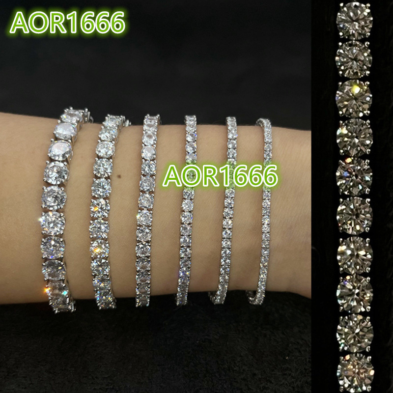 S925 Sterling Silver Diamond Classic Design Bracelet Round VVS Gold Plated Bracelet