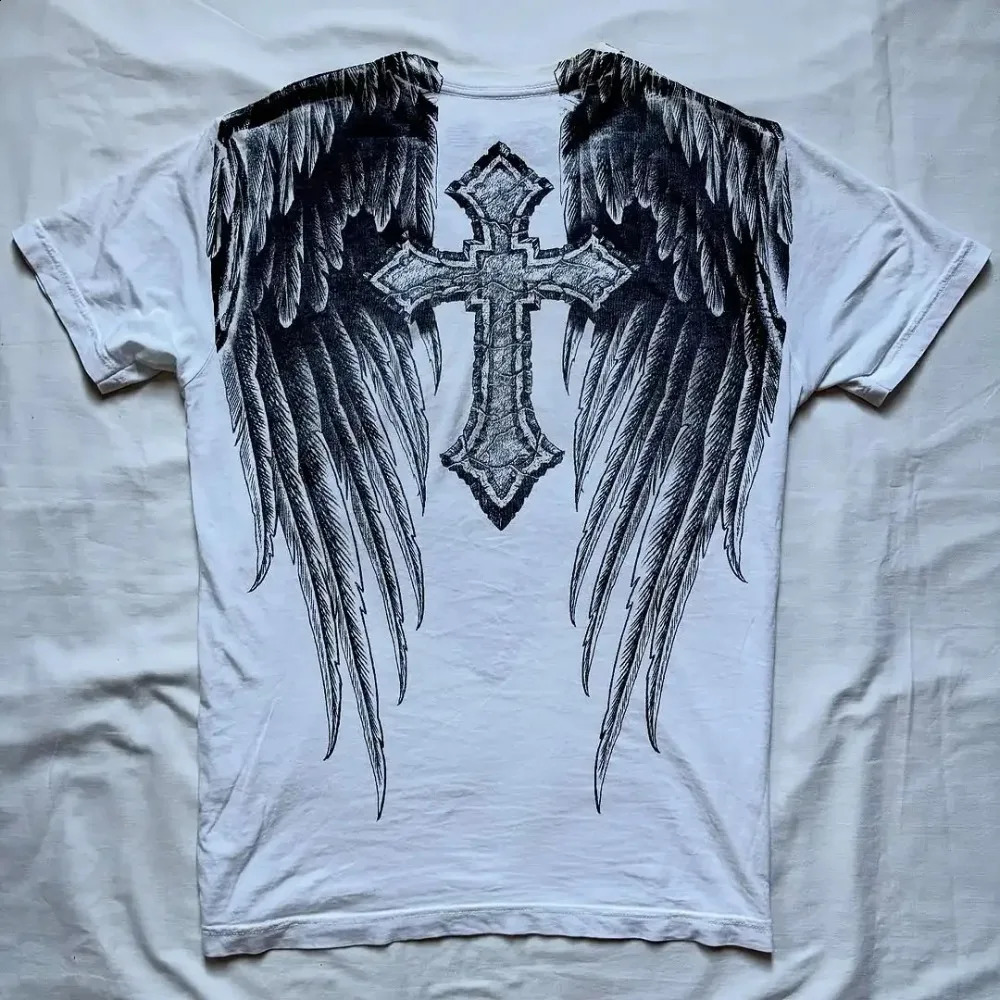 American retro black short sleeved Tshirt for men 3D printed Harajuku hiphop goth Y2K summer 2025 250820