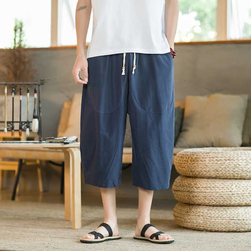 Summer Mens Calf-Length Pants Solid Chinese Style Casual Harem Pants Loose Jogger Sweatpants Hip Hop Streetwear Mens Trousers XJ250821 - view 3