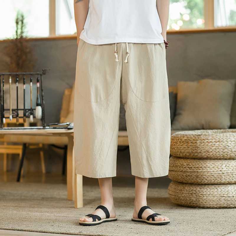 Summer Mens Calf-Length Pants Solid Chinese Style Casual Harem Pants Loose Jogger Sweatpants Hip Hop Streetwear Mens Trousers XJ250821 - view 5