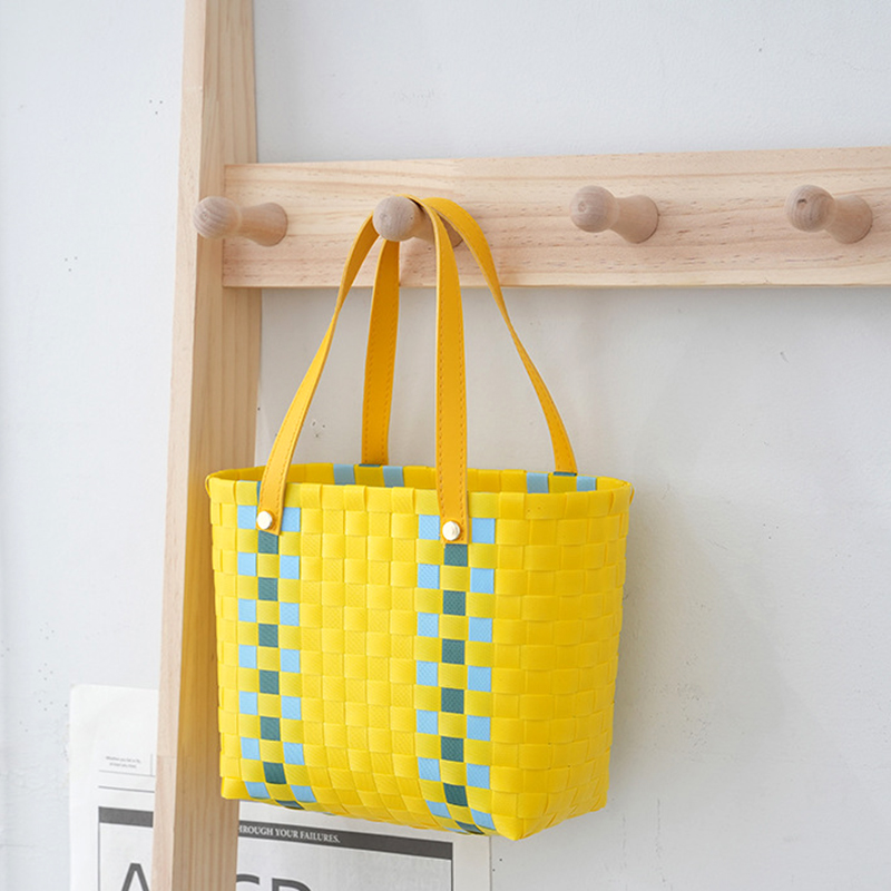 Spring PVC woven cabbage basket bag, children's beach bag, small bag, colorful handbag, women's handbag