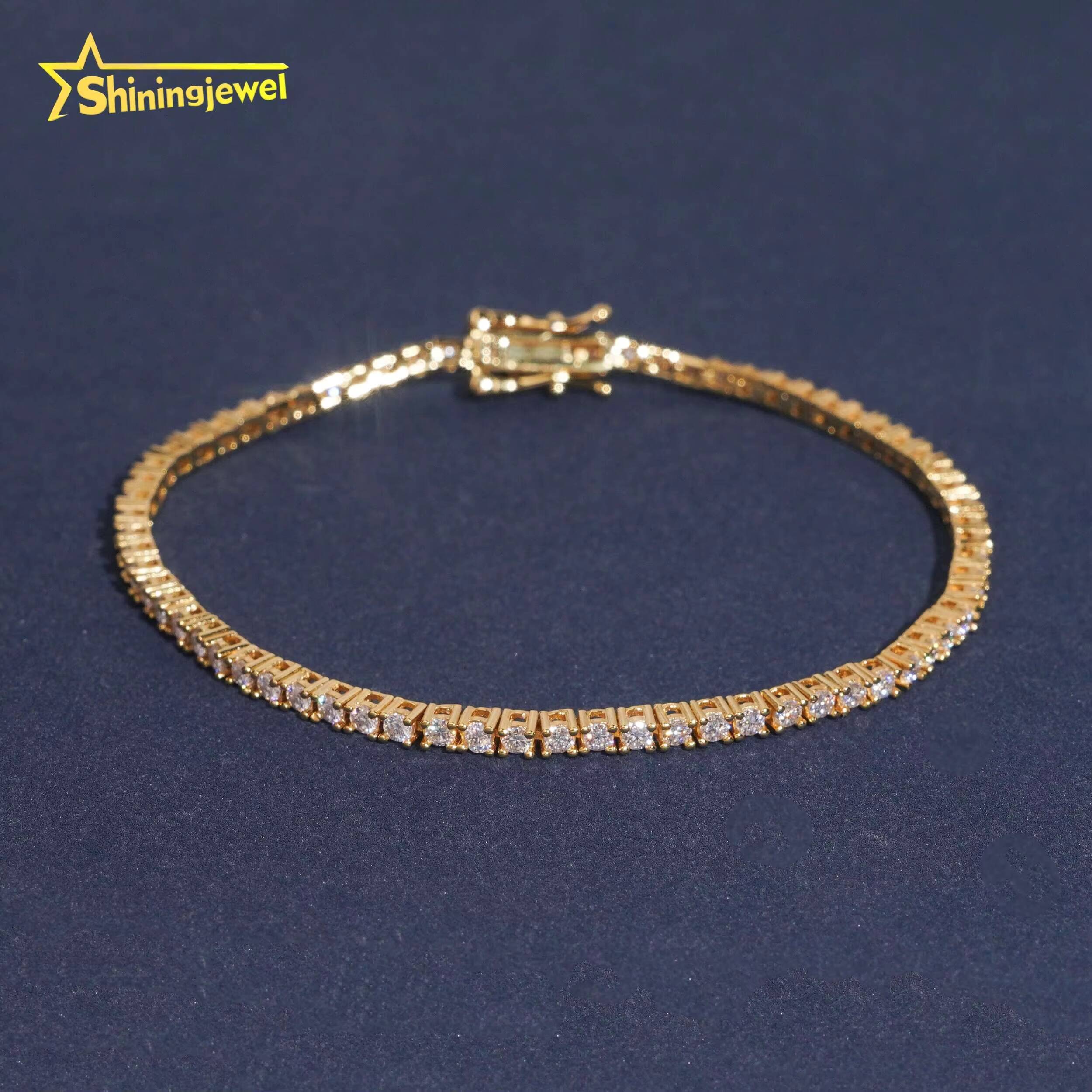 USA Warehouse Fast Shipping Pass Diamond Tester GRA Certified Hip Hop Jewelry Iced Out VVS Moissanite Tennis Bracelet 2MM