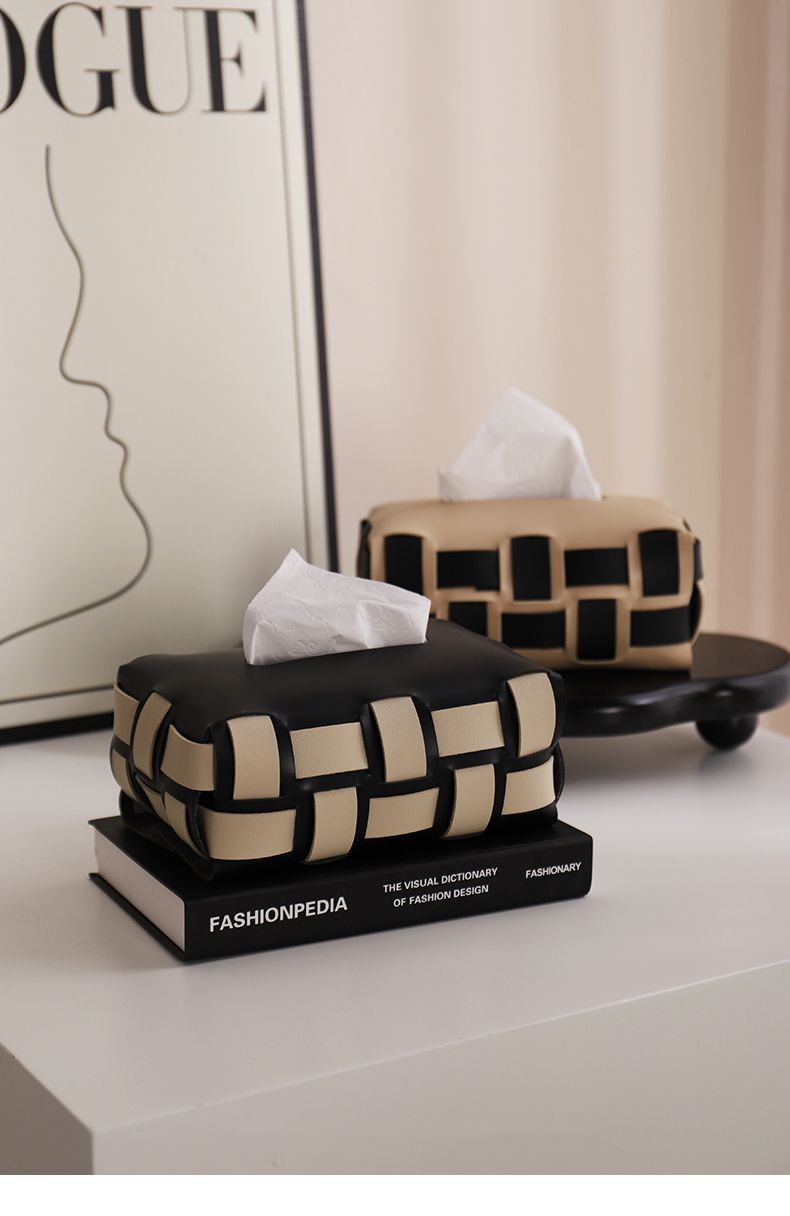 High Grade Woven Leather Tissue Box A New Style Tissue Holder With Modern Light Luxury Style Sense Of Premium Suitable For Bedrooms And Cars.