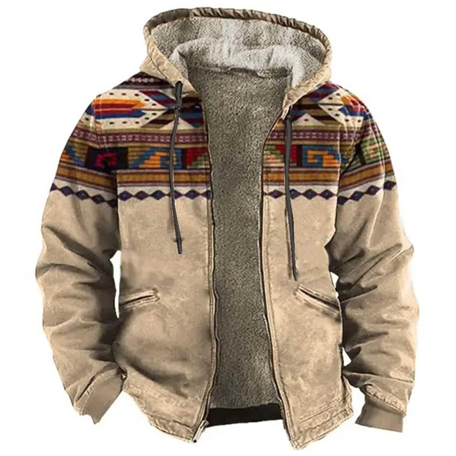 Men Jacket Cardigans Native Aztec Buff Coats Festival Printed Thick Outdoor Hunting Fleece Winter Casual Streetwear Clothing X250821