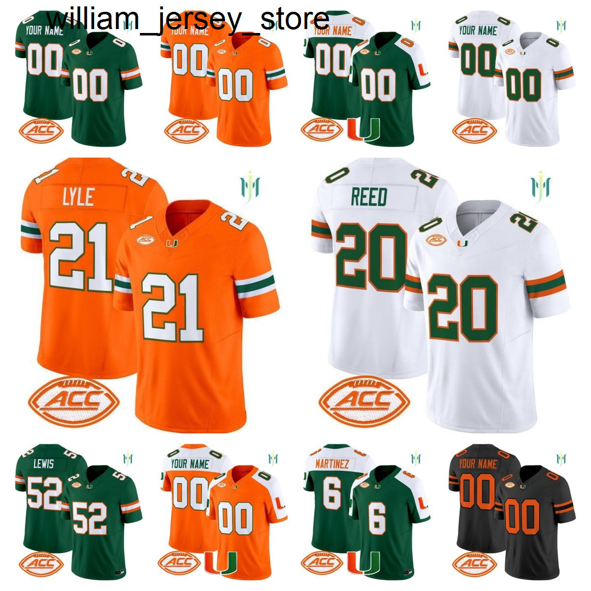 Mens Miami Hurricanes 2025 new custom stitched football jerseys Damien Martinez Ray Lewis Ed Reed Jordan Lyle Carson Beck Emory Williams women youth all size