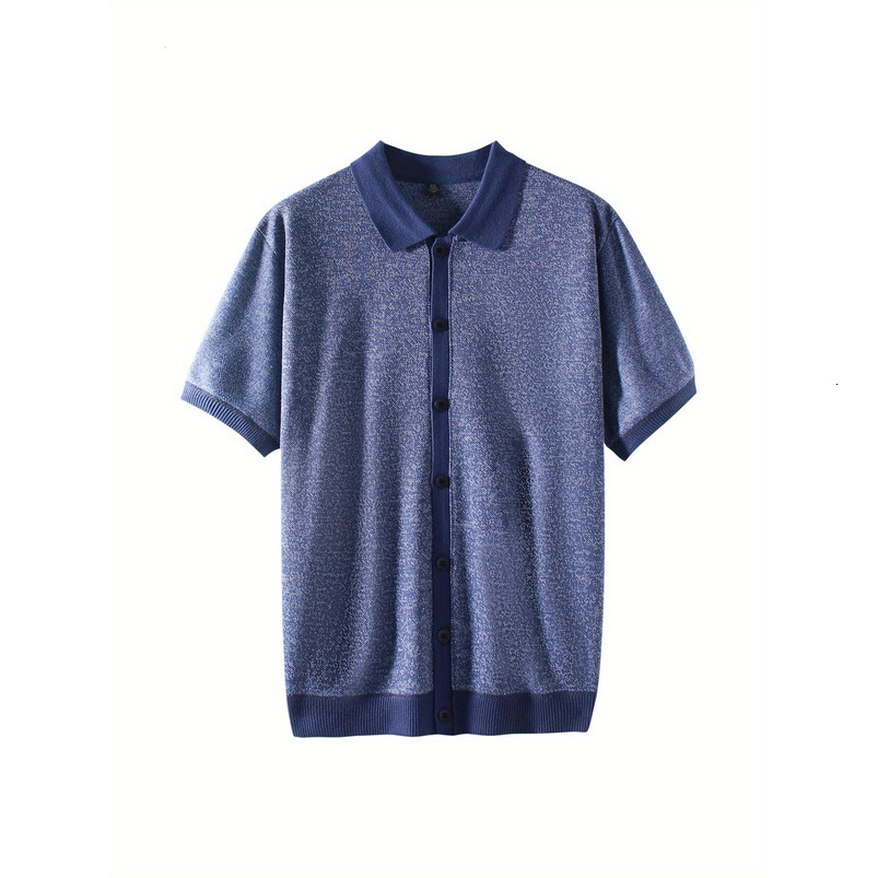 Men's Simple Casual Fashion Knitted Jacquard Cardigan Short Sleeve