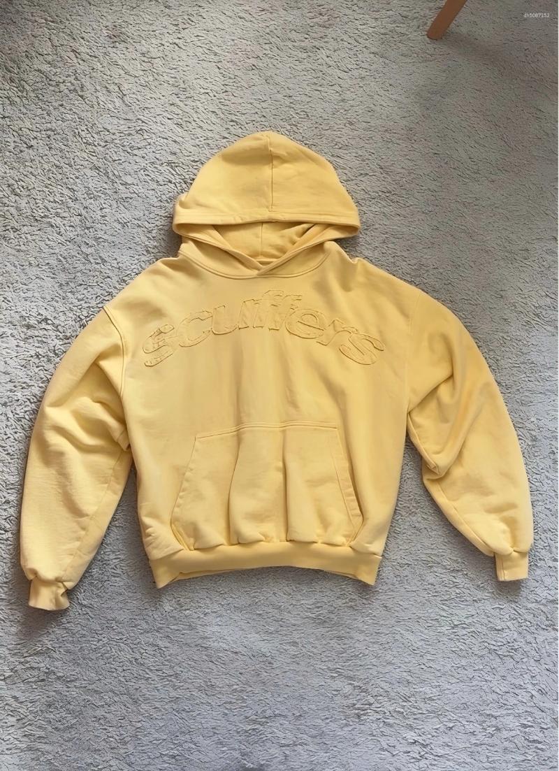 Men's Hoodies Simple Fresh Style Yellow Loose Sweatshirts Korean Harajuku Casual Cotton Comfort Fashion Long-Sleeves Anime