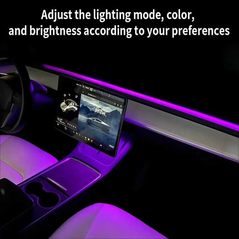 Update For Tesla Model 3 Y Instrument Panel Ambient Wireless Charging Atmosphere Light APP Control LED Strips Neon Lighting S250821