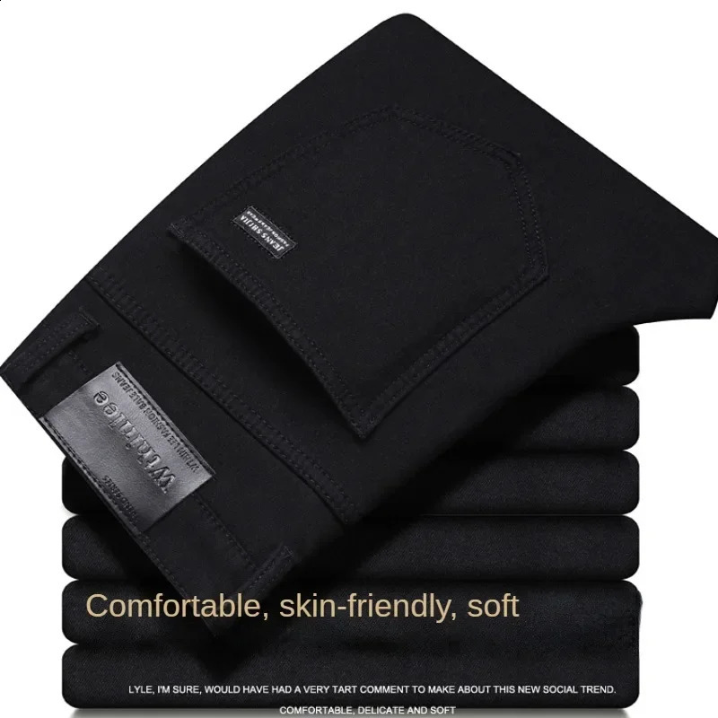 Wthinlee Business Mens Jeans Casual Straight Stretch Fashion Classic Blue Black Work Denim Trousers Male Clothing 250821