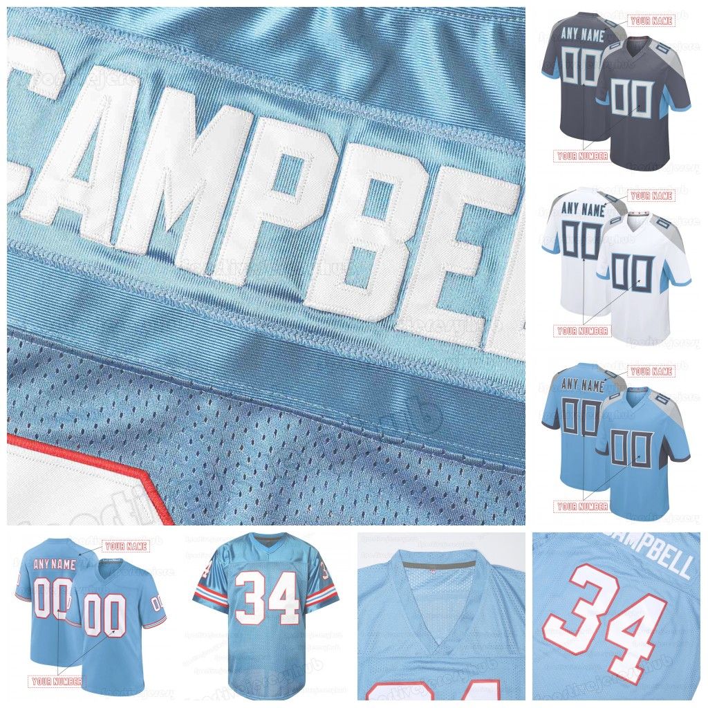 1 Cameron Ward Skyblue Football Jersey 98 Jeffery Simmons 0 Calvin Ridley 34 Earl Campbell Tannehill Spears Okonkwo Custom Embroidered Letter Number Design