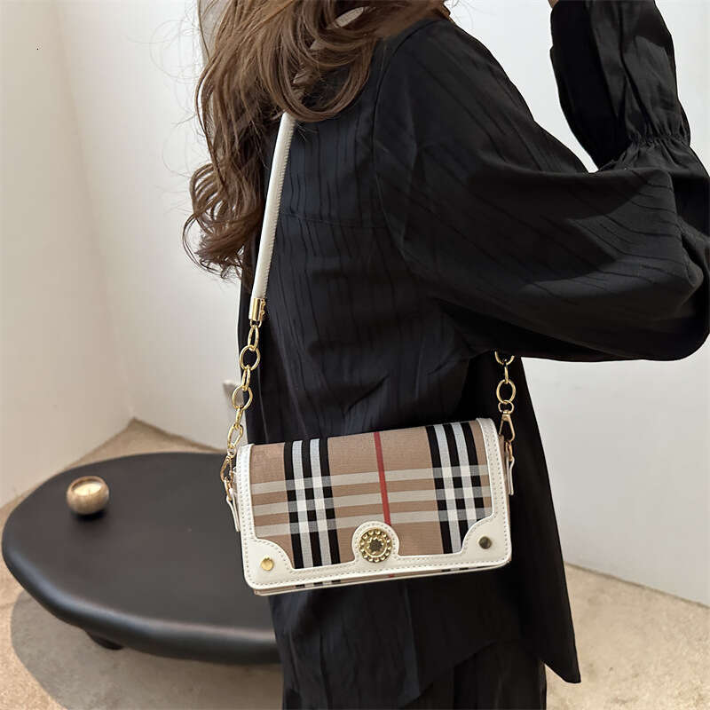 Designer Women Plaid Canvas Flap Vintage Simple Small Square Bag 2025 New Fashion Niche Single Shoulder Crossbody Underarm Bags