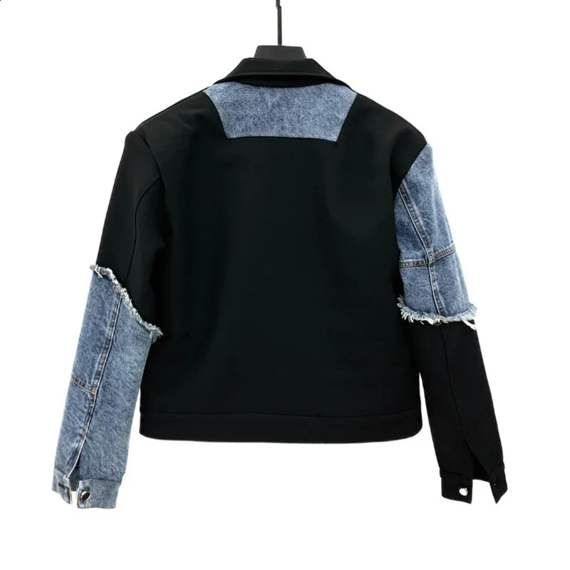 WVGA Spring Autumn Man Stylish Denim Patchwork Short Jacket Trendy Niche Casual Straight Suit Pants TwoPiece Set W9219 250820
