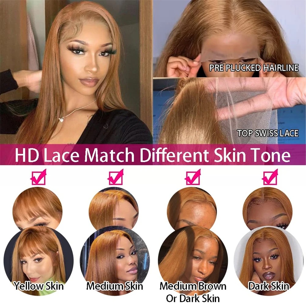 Honey Blonde Wig Human Hair Bone Straight Lace Front Wig 13X4 HD Lace Frontal Preplucked Wig 30 32 Inch Brazilian Wigs Synthetic Ready To Wear