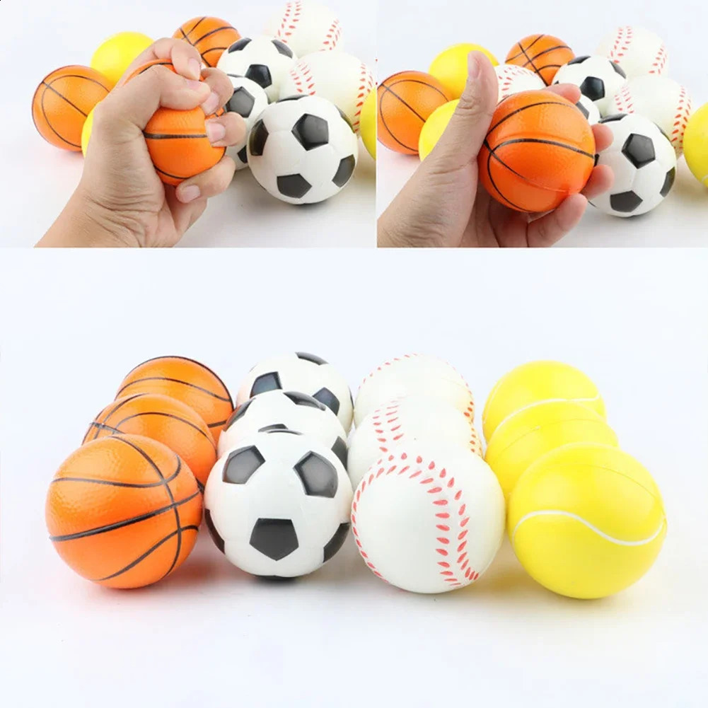 3Pcs 6m Children Soft Football Basketball Baseball Tennis Toys Foam Sponge Decompression Vent Stress Balls Soccer Anti Stress250820